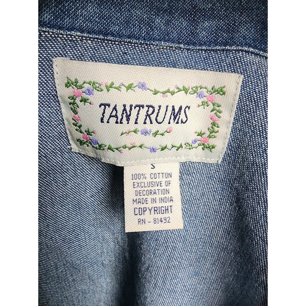 Vintage Tantrums Embroidered Denim Shirt w/ Velvet  Sequin Roses – Small - Picture 4 of 4